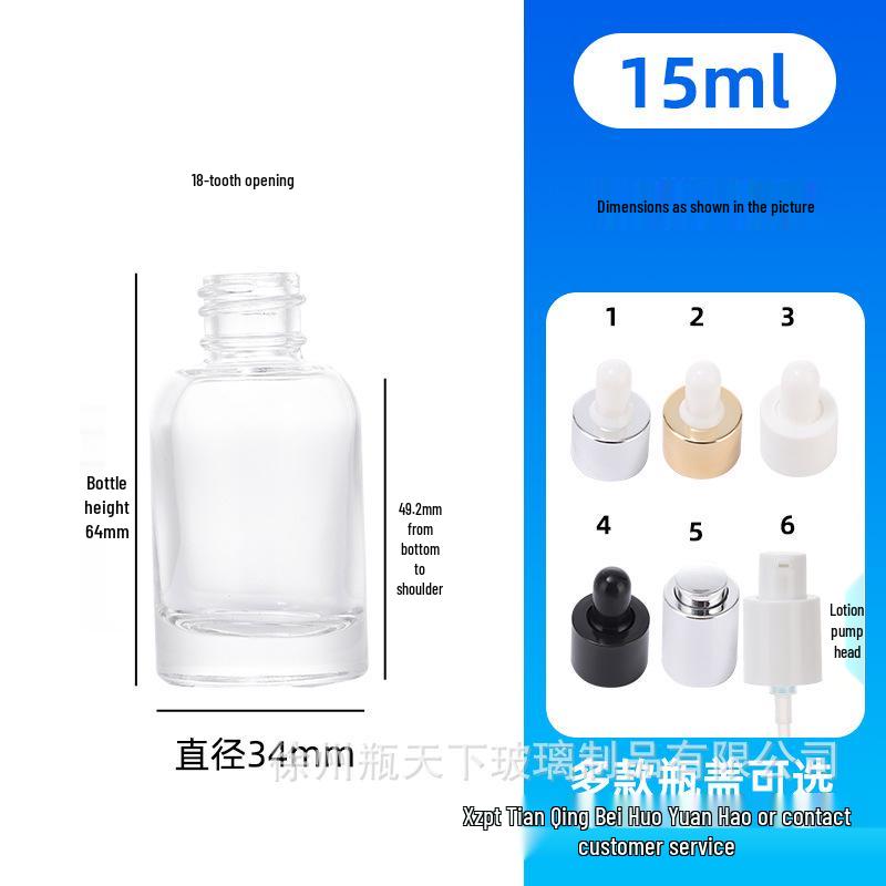 Clear Round Glass Dropper Bottle with Thick Base for Essential Oils and Serums