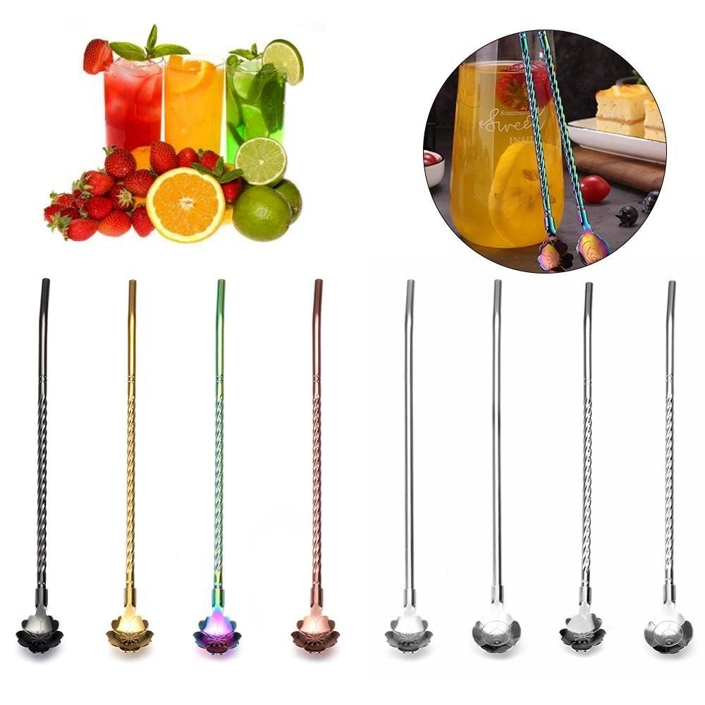 

Party Tea Scoop Bent Filter Reusable Straws Spoon Drinking Straw Stainless Steel Coffee Spoons Silver4
