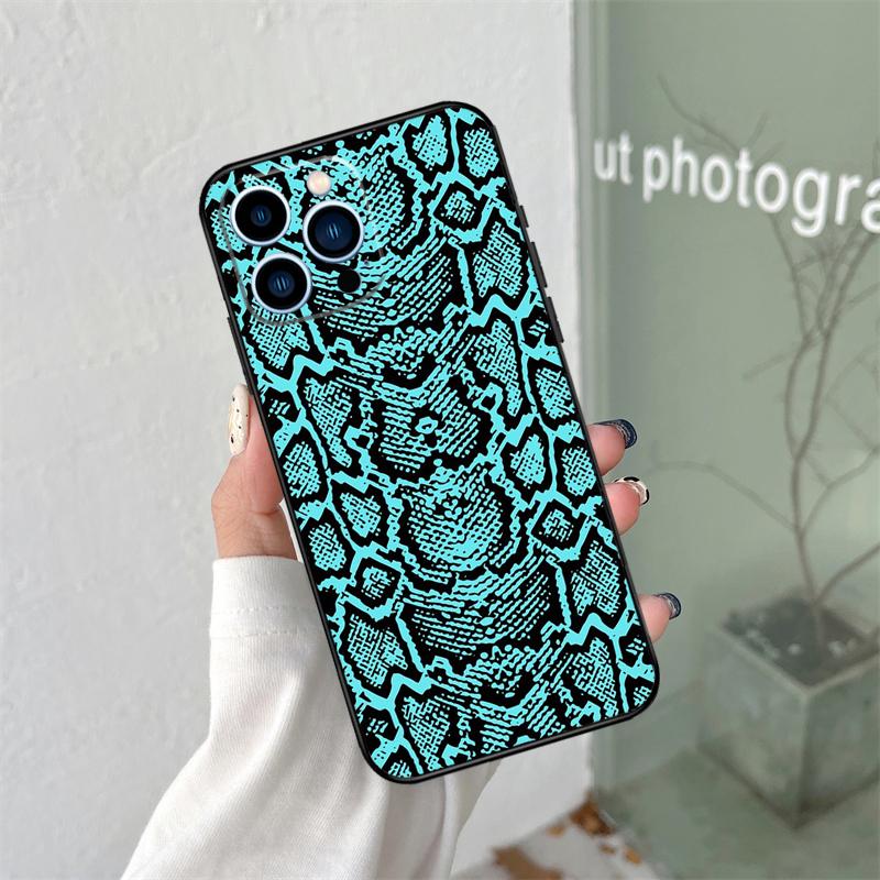 Snake Skin Print Case For iPhone 16 15 11 12 13 14 Pro Max Plus XS X XR 12 13 Mini Back Cover