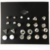 European and American Metal Earrings Set, 12 Pairs of Square Zircon Earrings, Heart-set Diamond Earrings