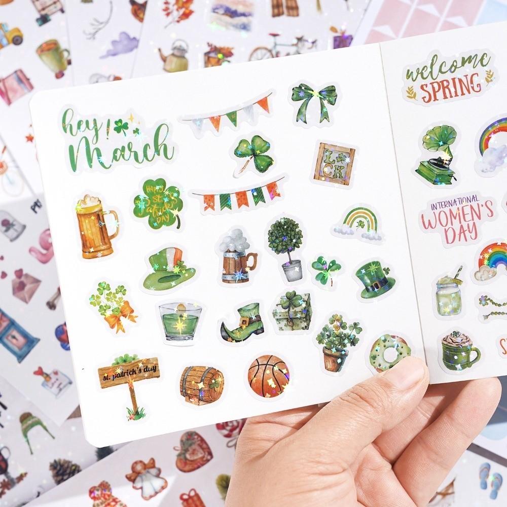 A Set Colorful Laser Journal Stickers Holographic Effect Scrapbook Stickers  Scrapbooking