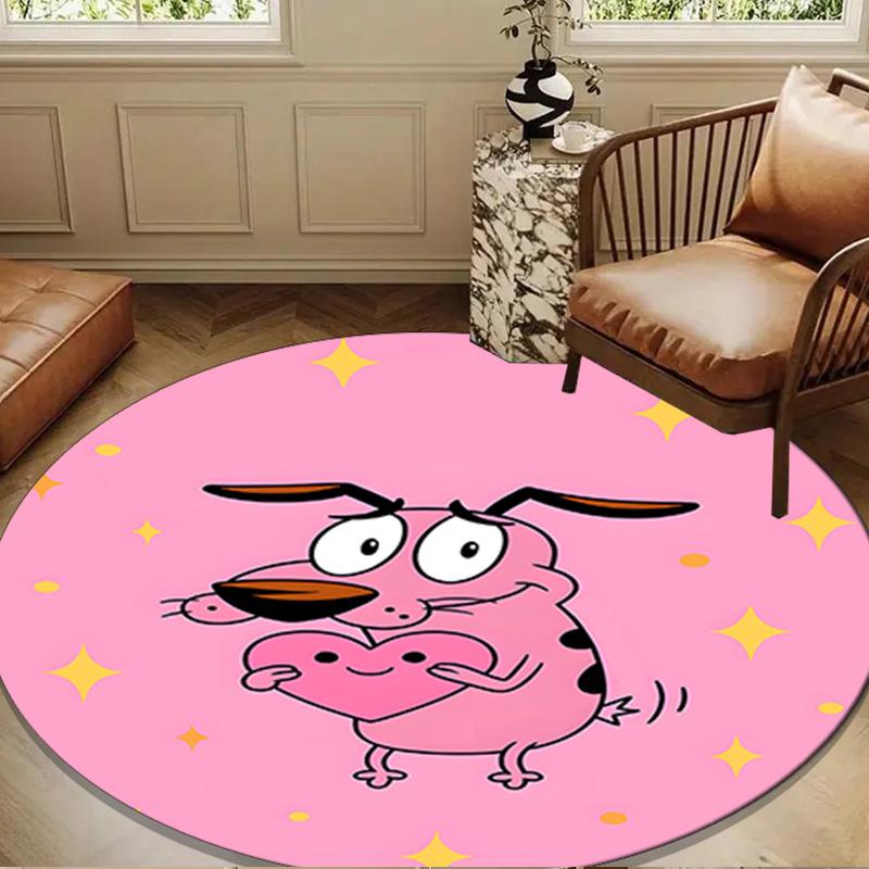 Cowardly Dog Cartoon Round Rug for Livingroom,Bedroom, Palyroom, Chair Rug, Area rug, Circle Carpet, Large Size Fan Christmas gift