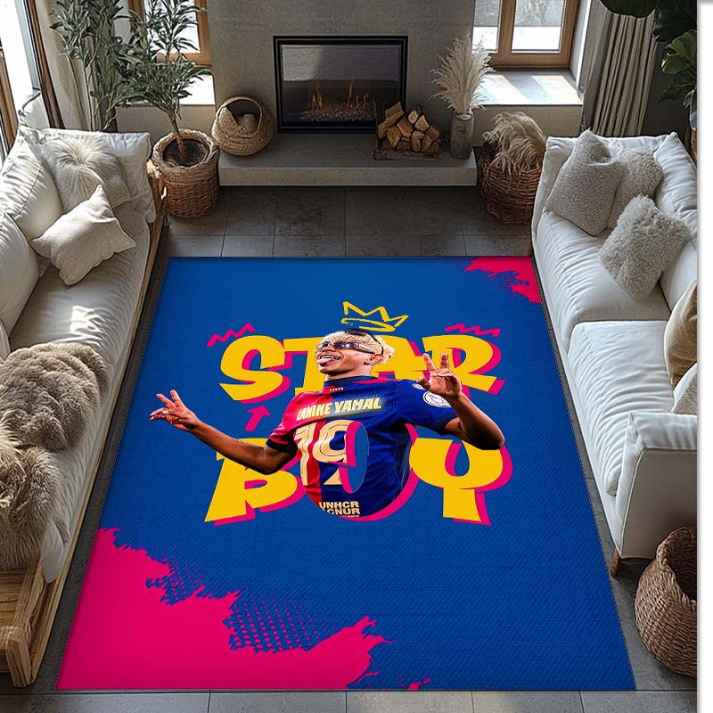 Tappeto in Flanella Stampato Lamine Yamal Antiscivolo Morbido Poliestere Tappeto per Pavimento Tappetino Decorativo Interno per Camera da Letto Soggiorno Divano