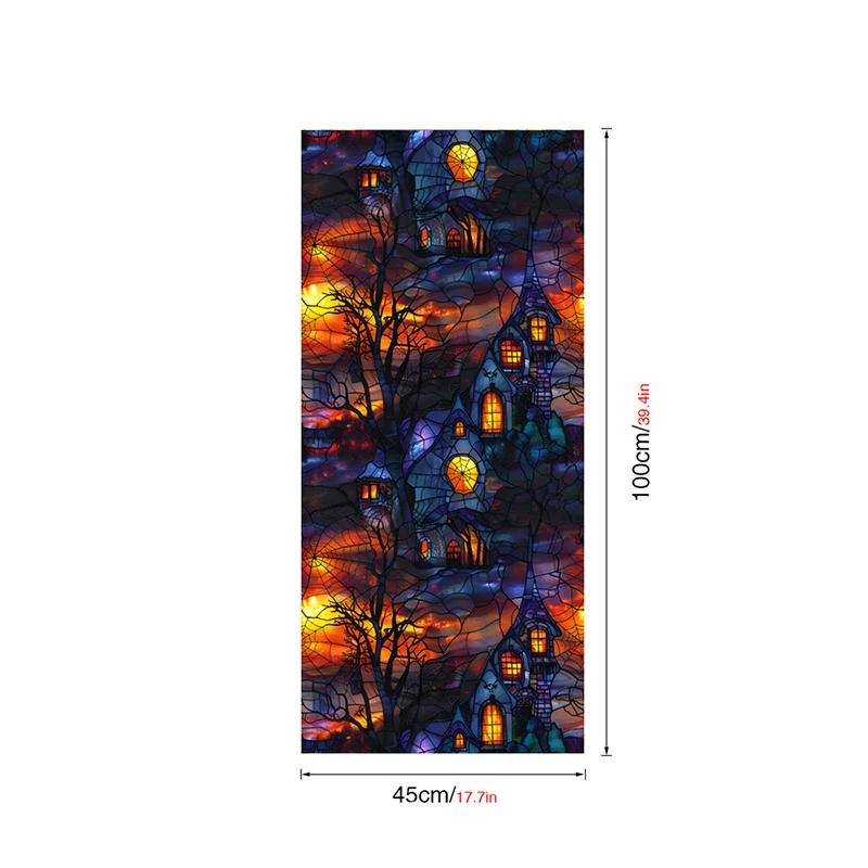 Halloween Theme Window Film PVC Stained Glass Films Door Window Stickers Home Bathroom Balcony Office Party Decor Privacy Film