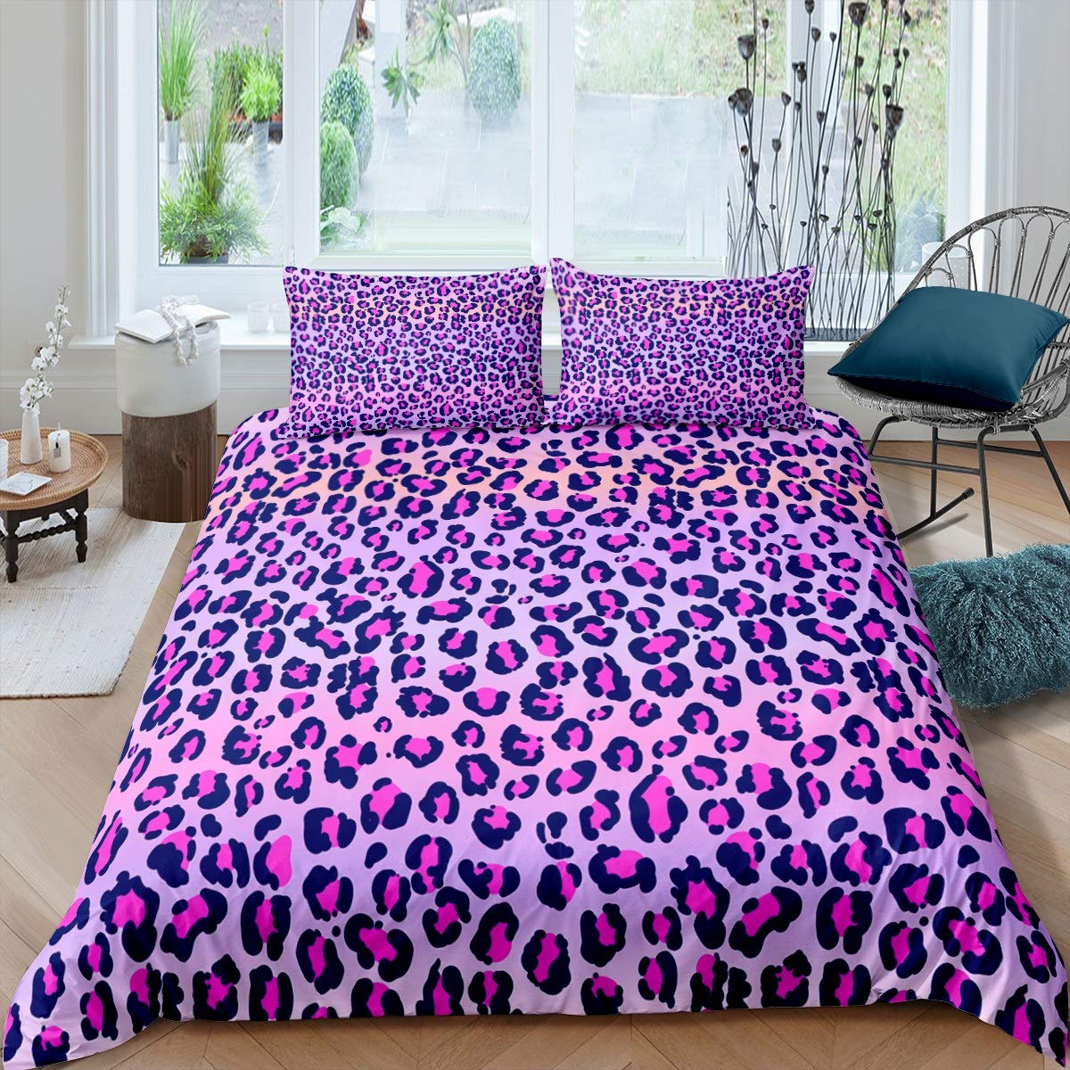 

Cheetah Print Duvet Cover Set Leopard Quilt Cover Sets Queen King Size Animal Adults Boys Teenagers Home Bedding 3 Pieces Set AU Single(140*210cm)3pcs