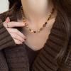 Handmade Necklace Beaded Sweater Chain Vintage Caramel Necklace  Jewelry Gift