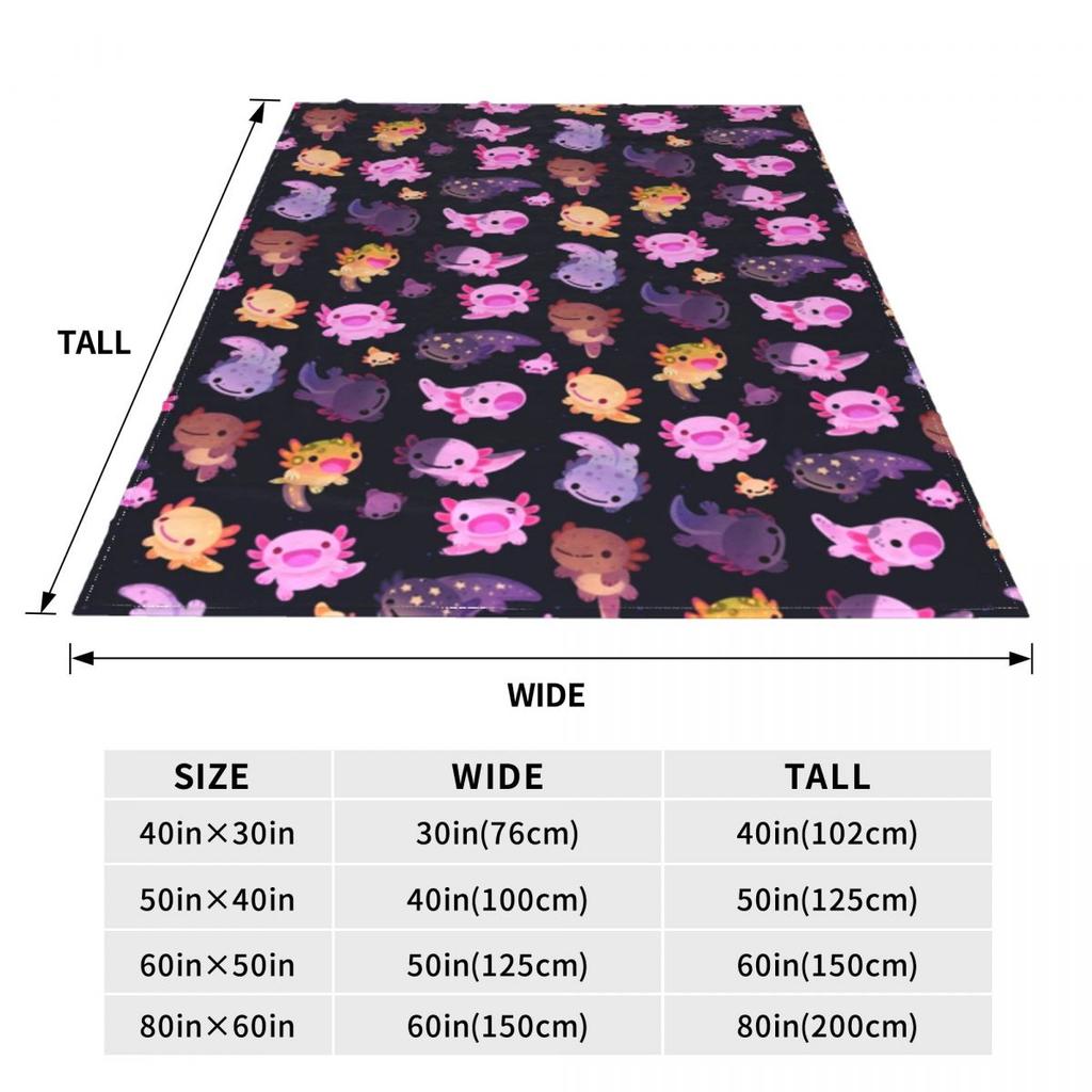 Kawaii Happy Axolotl Blanket Flannel Cute Cartoon Salamander Lightweight Throw Blanket for Car Sofa Couch Bedroom Quilt