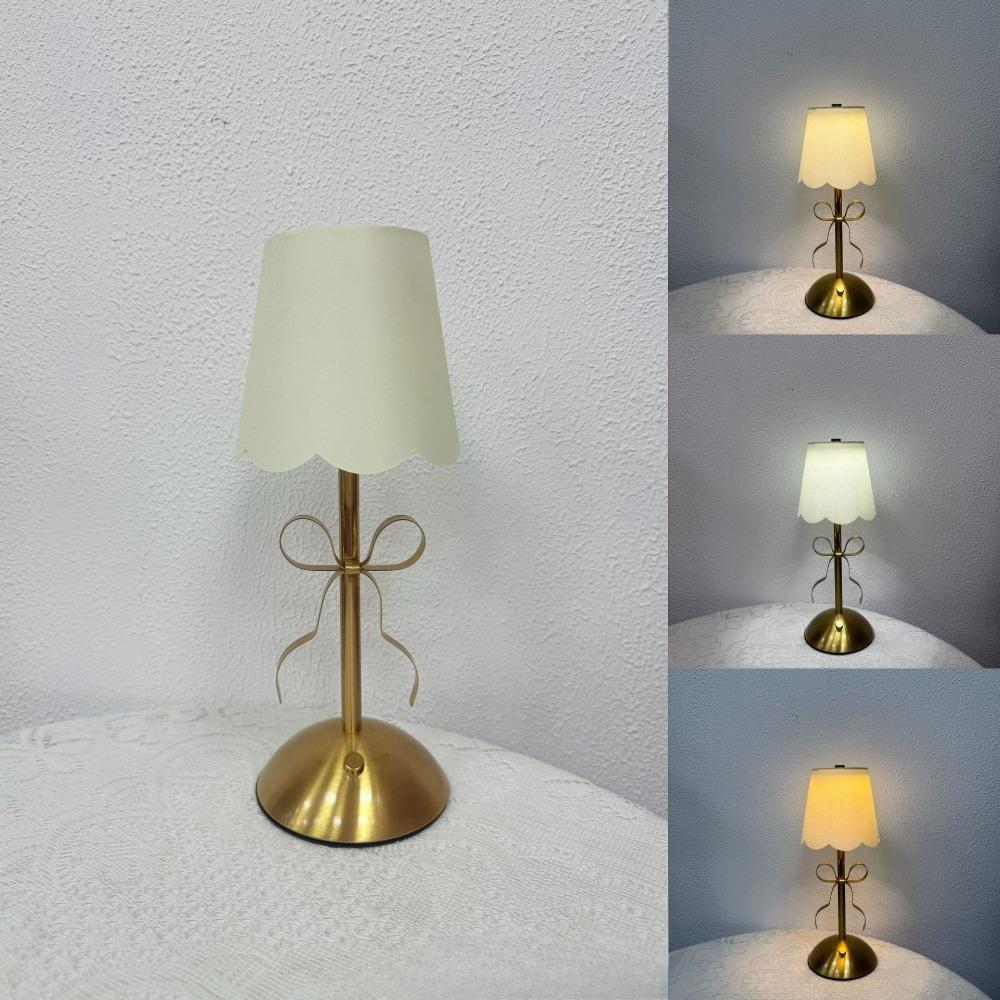 Stolní lampa Dívka Mašle s motýlkem Dekorativní stolní lampa Dekorace ložnice Jídelna Kovové Nabíjecí Atmosférické světlo Látkové stínidlo
