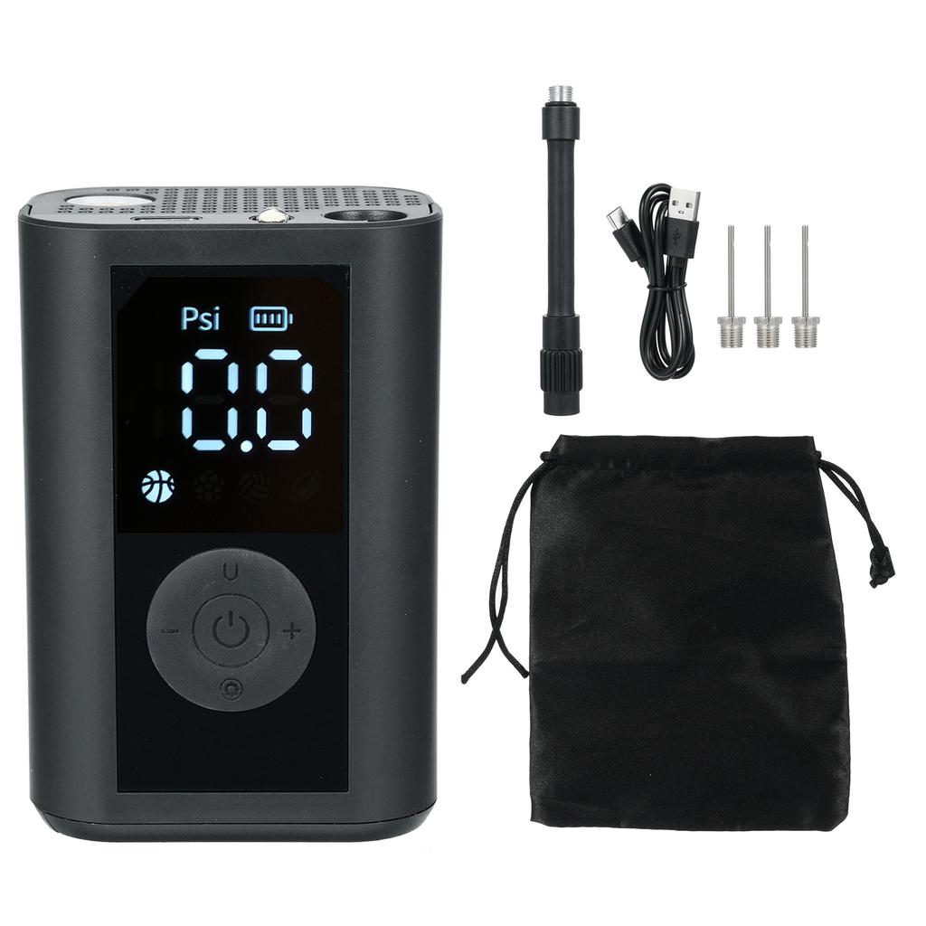 Electric Pump, 0-15PSI Portable Inflator with Auto Off and LCD Display, with Built in Needle, for Basket Volley Soccer Base