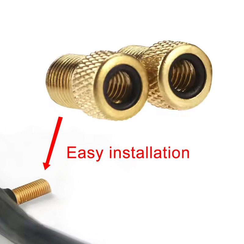 2x Bicycle Presta To American Adapter Bike Tire Valve Adapter Copper Bicycle Pump Tire Valve Connector F/V To A/V Converter
