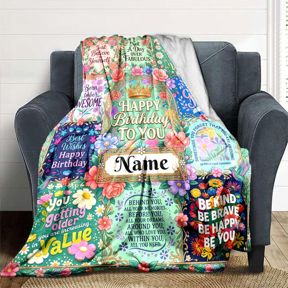 Happy Birthday Celebrationcustomize Your Name Blanket Soft And Comfortable It'S The Perfect Gift For Family Friends Or Loved Ones Suitable For All