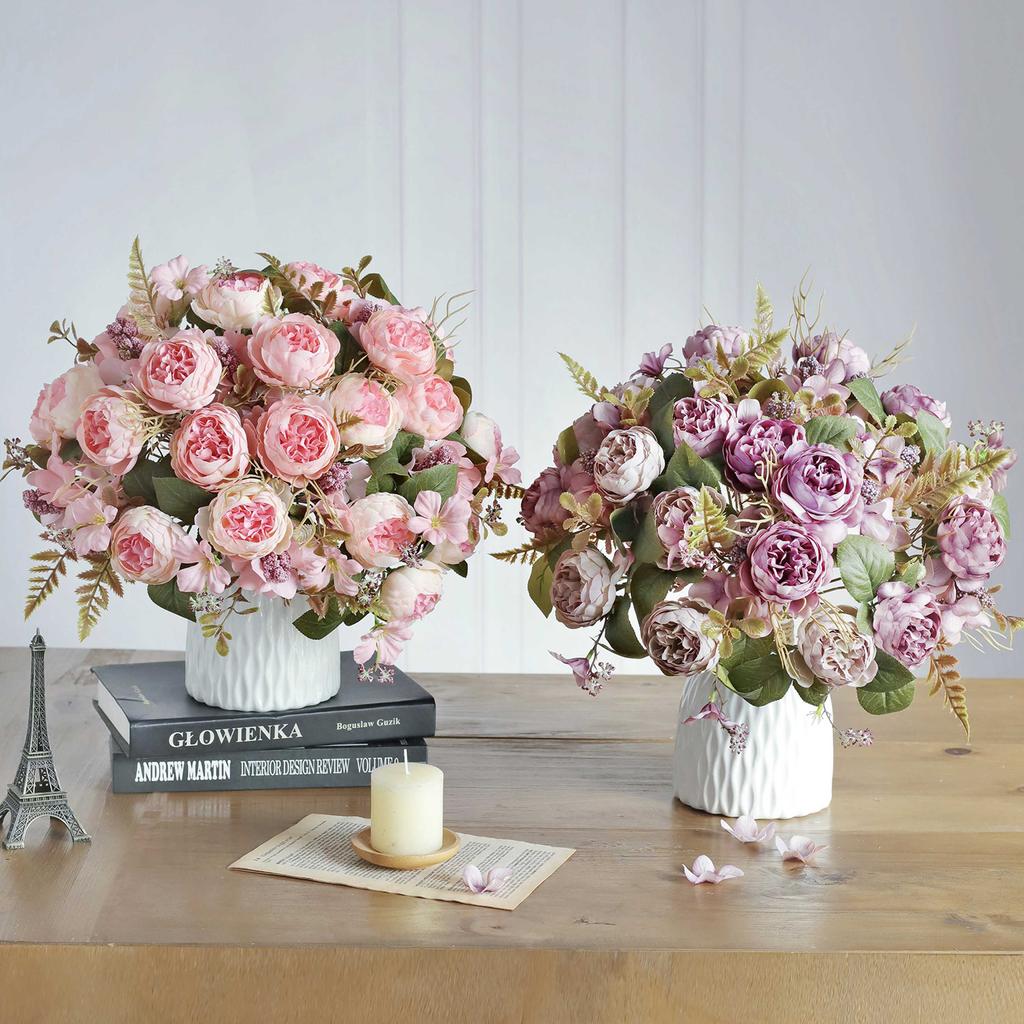 Artificial Flowers Silk Peony High Quality Festival Wreath Decora Home Room Table Garden Wedding Wreath Brial Bouquet Diy Gifts