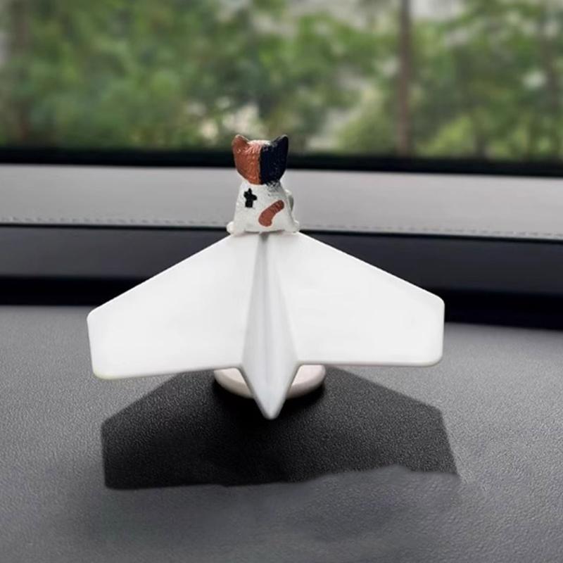 Solar Powered Rotating Airplanes Car Accessory Dashboard Decoration ABS Craft with Secure Silicone Mount for Long Travel