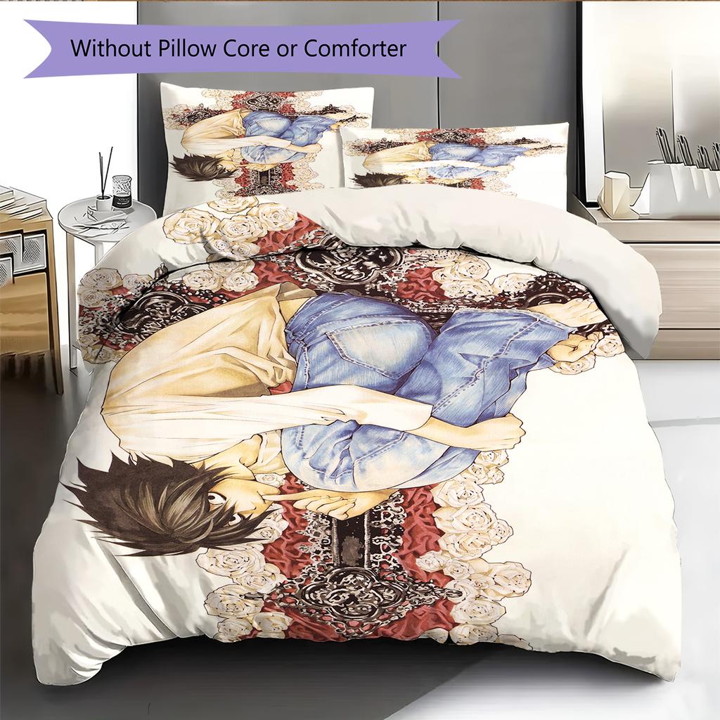 Cartoon Pattern Bedding Quilt Set Quilt Cover Pillowcase Home Decoration Birthday Gift (1 * Duvet Cover + 2 * Pillowcase, Without Core)