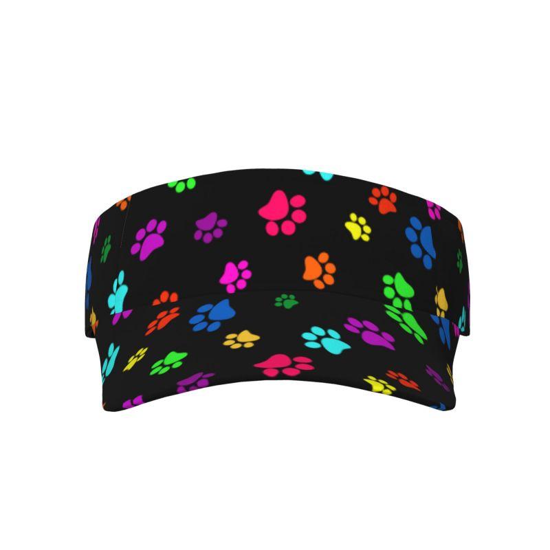 Cute Paw Dog Watercolor Pattern Sports Sun Visor Hat Women Men Paw Baseball Hat Adjustable Wide Brim Cap for Hiking Camping