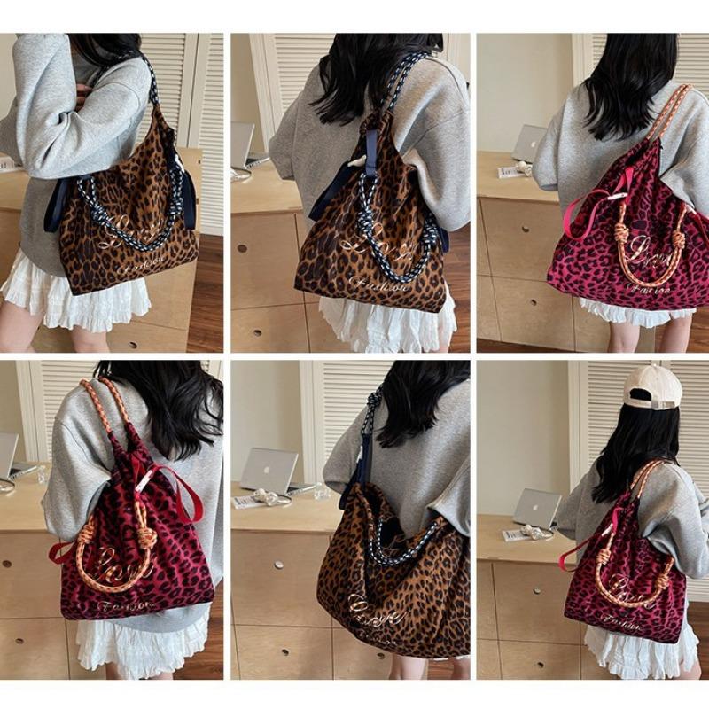 New Retro Leopard Print Armpit Bag, Messenger Bag, Large Capacity, Light and Casual Shoulder Bag, Fashionable Versatile Tote Bag.