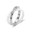 Effie Queen Stainless Steel Metal Ceramic Finger Ring Waterproof Minimalist Texture Dainty Zircon Ring Jewelry Accessories STTR