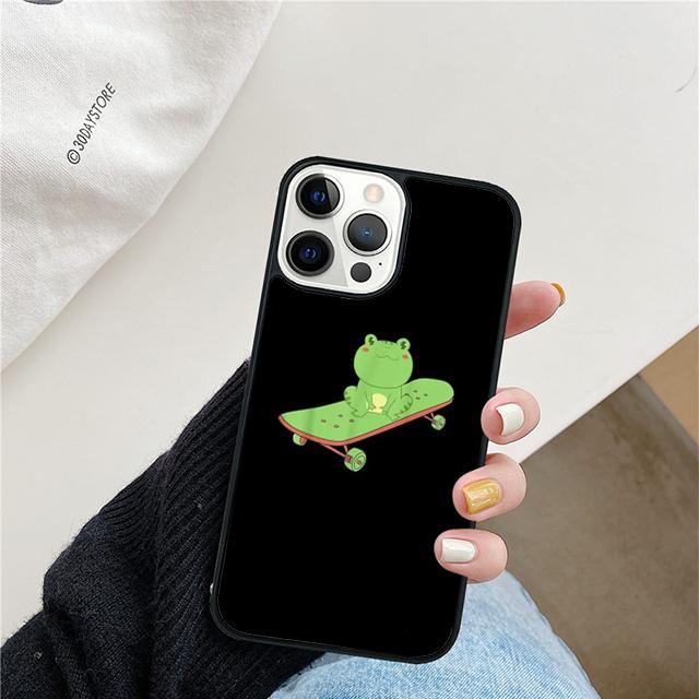 

Frog Skateboard Cute Kawaii Phone Case For iPhone 17 Air 15 16 Cover 11 13 14 Pro Max 12 Plus Max Fundas iPhone 15pro max