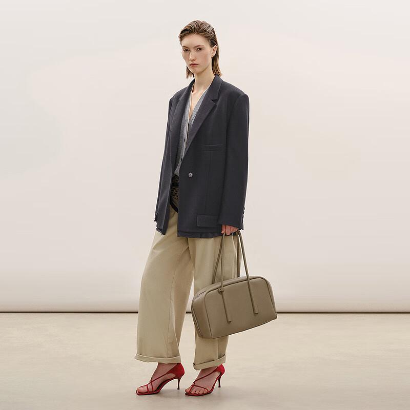 2026 Spring 100% Wool Loose Straight Long Blazer