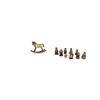 Rustic Wooden Rocking Horse And Christmas Nativity Figurines Set for Home Decor Tabletop Countertop