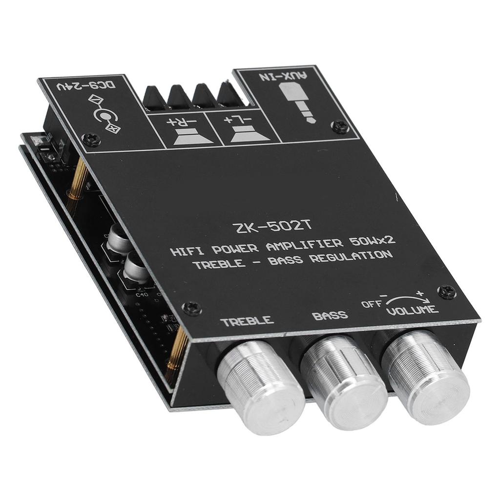 Power Amplifier Board Module Bluetooth Stereo Dual Channel AMP with Treble Bass Control ZK‑502T