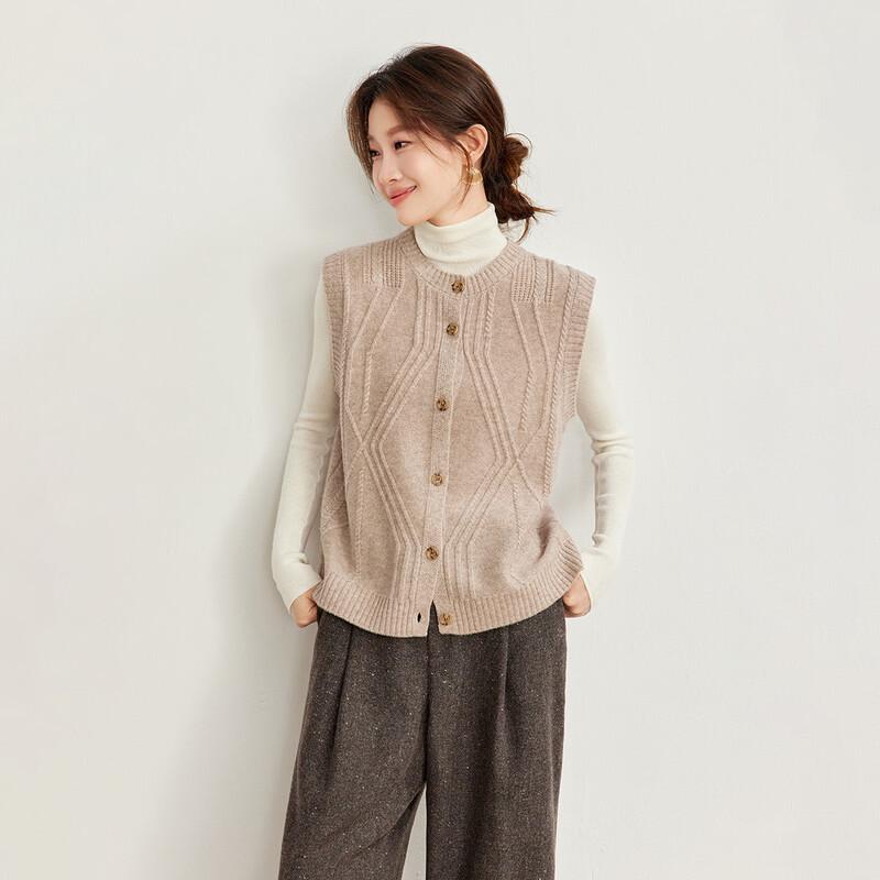 Shexi Women's 100% Wool Cable Knit Layered Vest