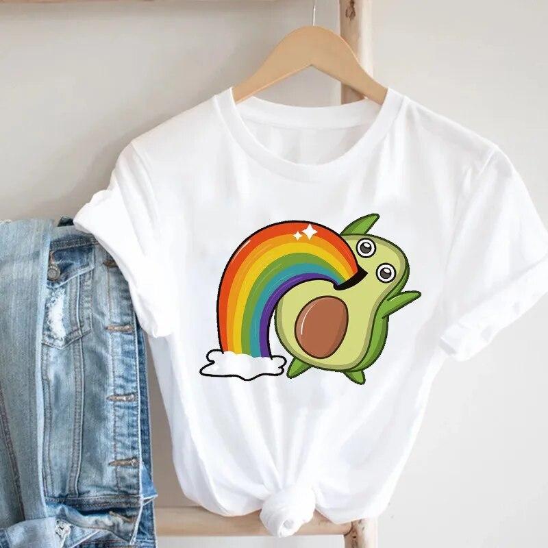 Fashion Fun Retro Top Women Summer Avocado Graphic t shirts 90s Girl Harajuku White Short Sleeve tee shirt femme  3XL