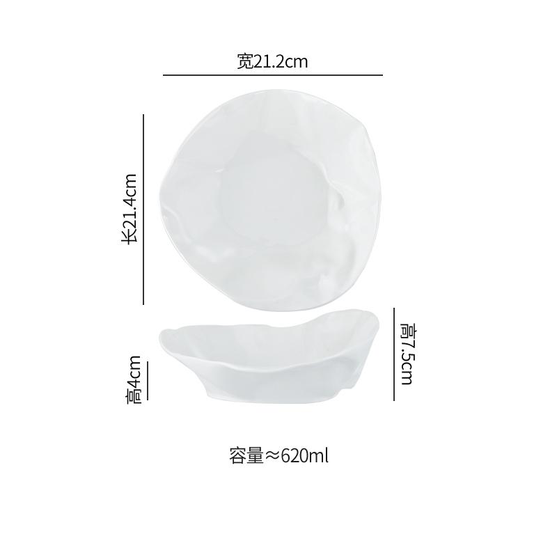 Pure White Irregular Ceramic Wrinkled Bowl Restaurant Salad Bowl Soup Bowl Pasta Bowls Molecular Food Specialty Tableware