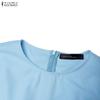 ZANZEA Women Casual Round Neck Solid Color Short Sleeve Dress