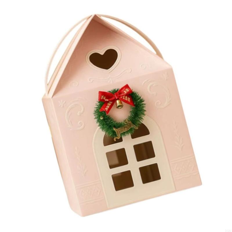 Christmas Party Decoration Paper Cottage Ornament Quick Assembly Foldable Gift Wrapping Box Accessories