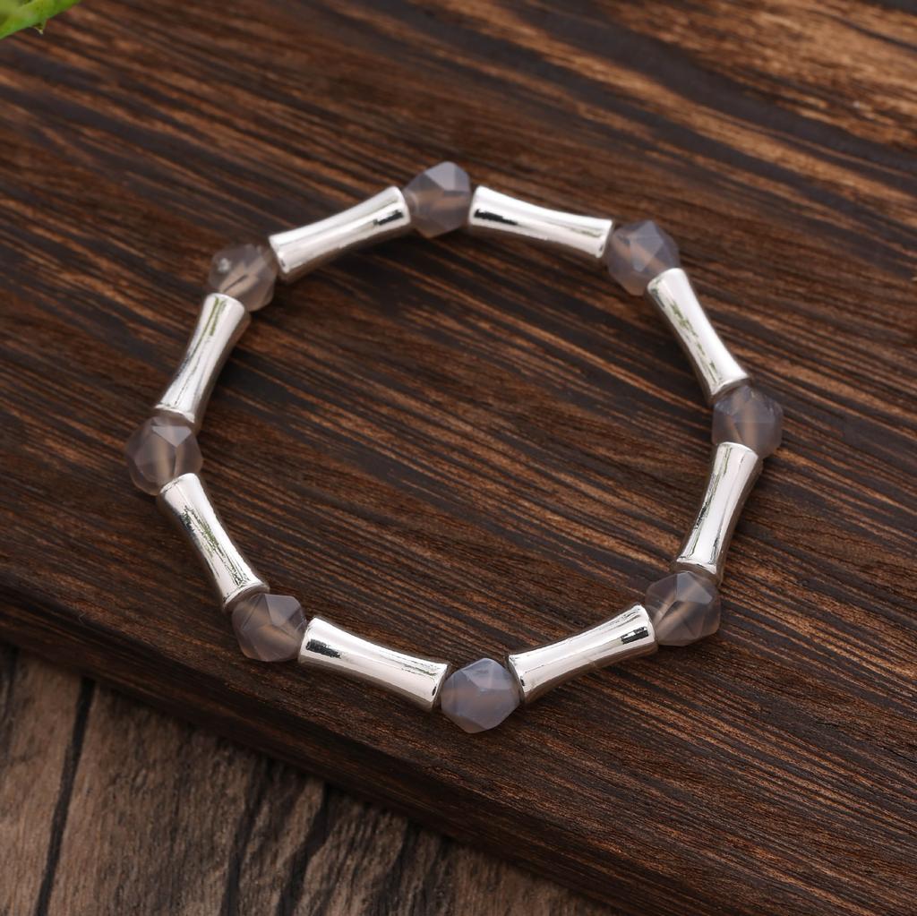 Natural Crystal Cut-face Beaded Bamboo Elastic Bracelet, High-end Men's and Women's Versatile Crystal Jewelry
