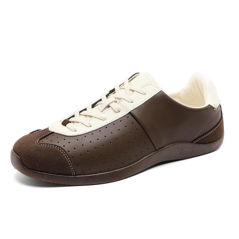 

Fashion Man Artificial Leather Minimalist Sneakers Simple Slip on Walking Shoes Non-Slip Mens Tenis Masculino Outdoor Treking Footwear 36 коричневый