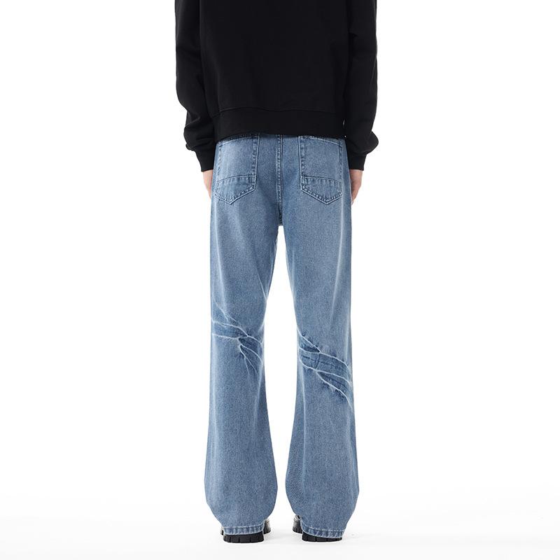Spring and Autumn New American High Street Micro-Roll Jeans Men's Retro Water Washed Casual Pants