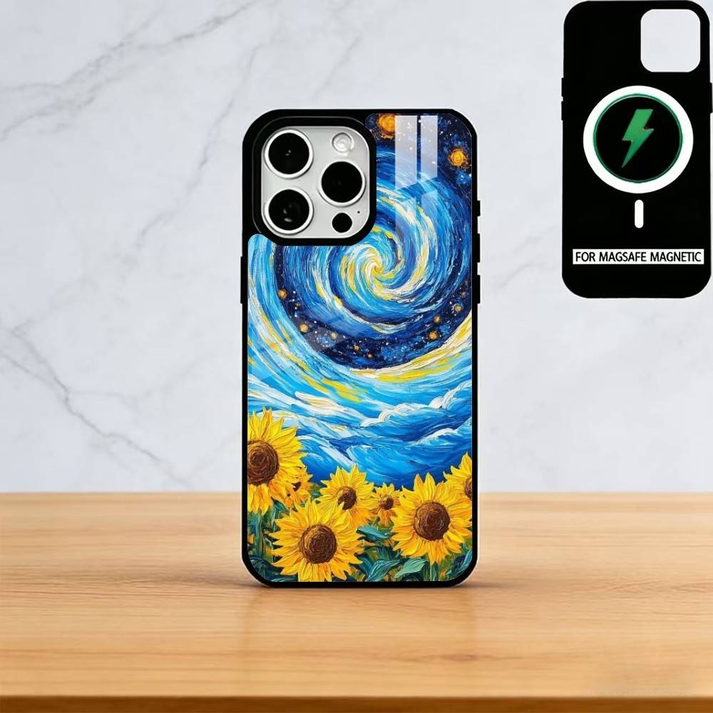 Van Gogh Starry Sunflowers Phone Case For iPhone17,16,15,14,13,12,11 Plus,Pro Magnetic For Magsafe Wireless Charging