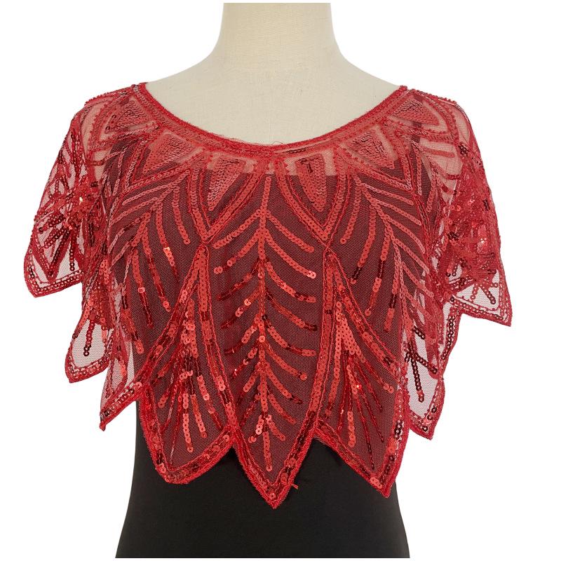 Vintage Sequin Mesh Shawl Cardigan - European Short Formal Party Cape