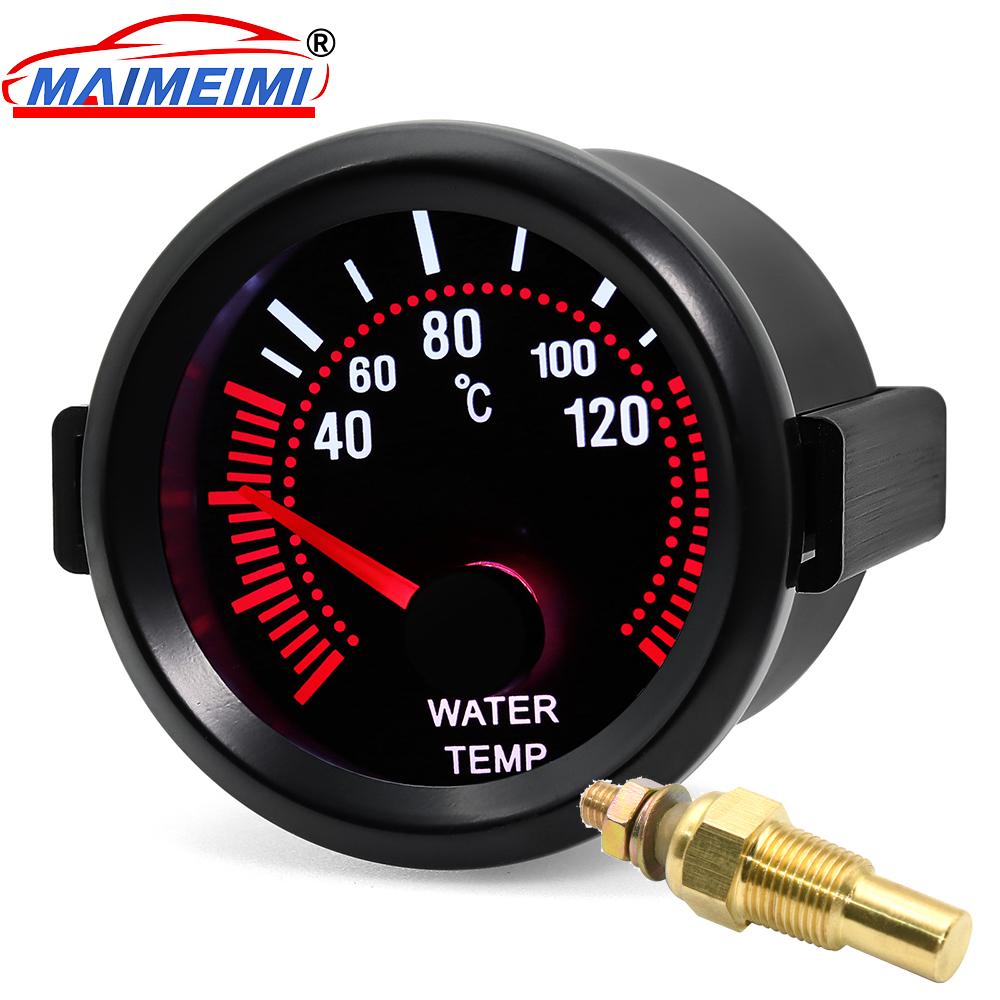 52mm Car Water Temperature Gauge 40~120 ℃ With Water Temp Sensor White Backight Digital pointer instrument Water Temp Gauge