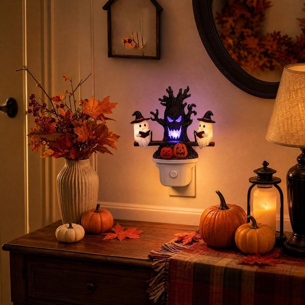 Halloween Reading Book Seesaw Night Light with US Plug for Home Decor