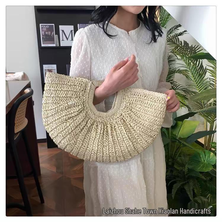 Handmade French Bohemian Crescent Woven Tote Bag