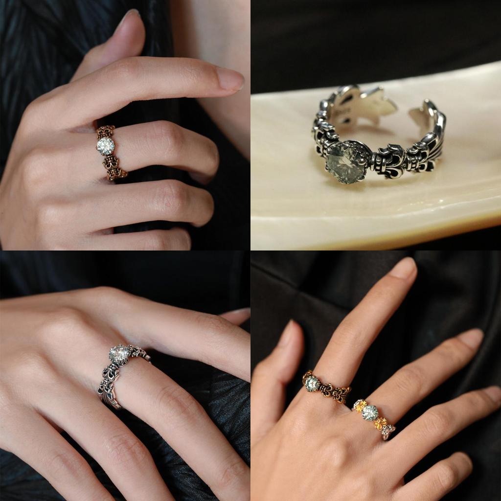 Unique And Trendy Iris Blue Moissanite Ring For Women Stylish Vintage Adjustable Design