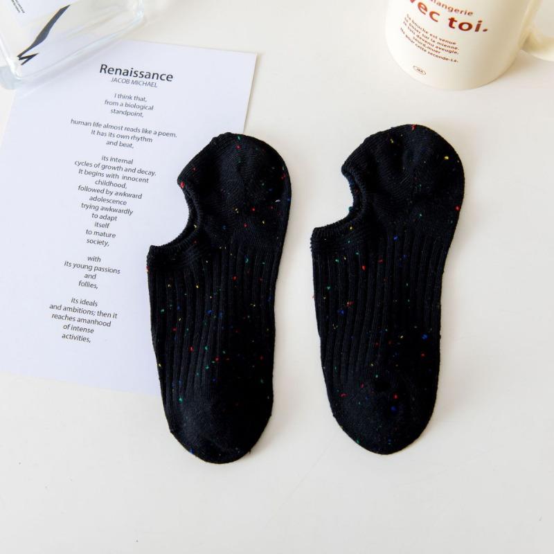 Female Summer Thin Color Point Yarn Invisible Shallow Mouth Does Not Fall with The Boat Socks
