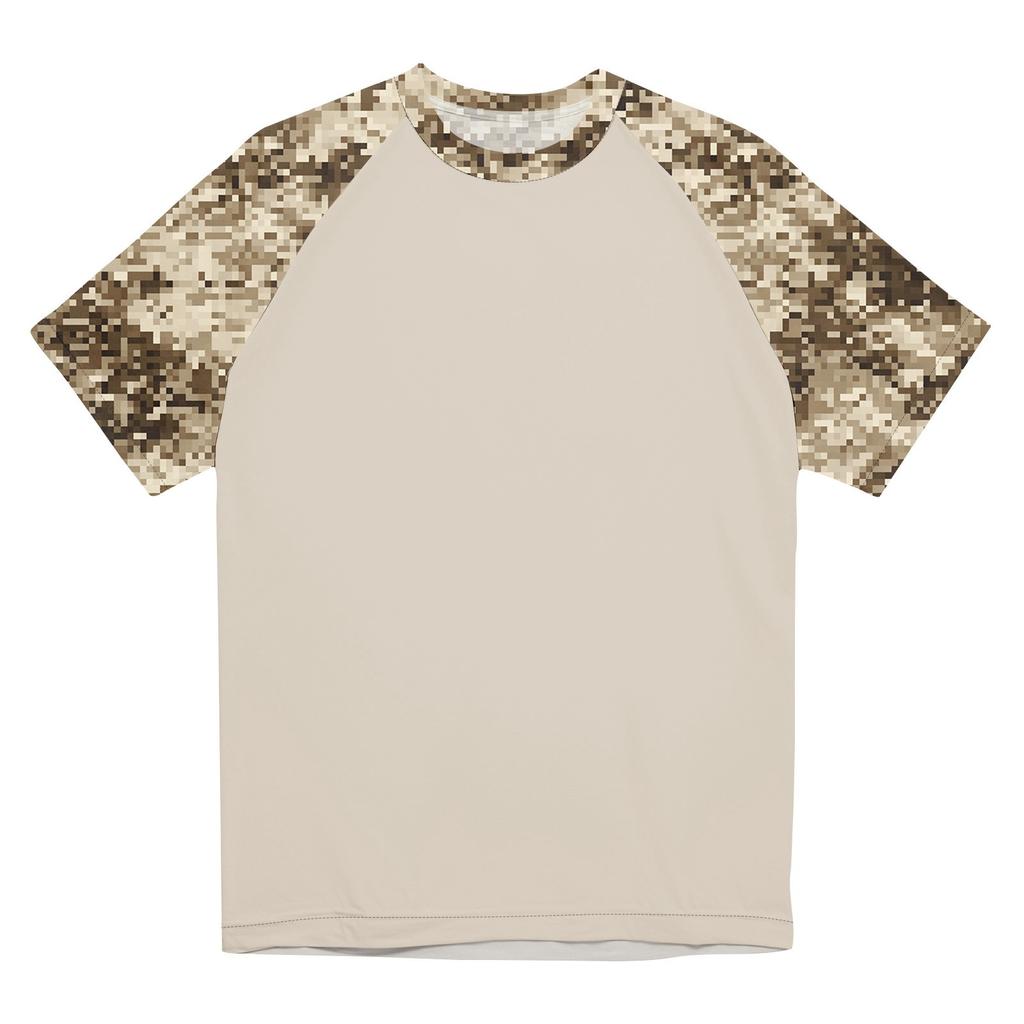 Camouflage Style Printed Raglan Sleeves Men's Short Sleeved Top