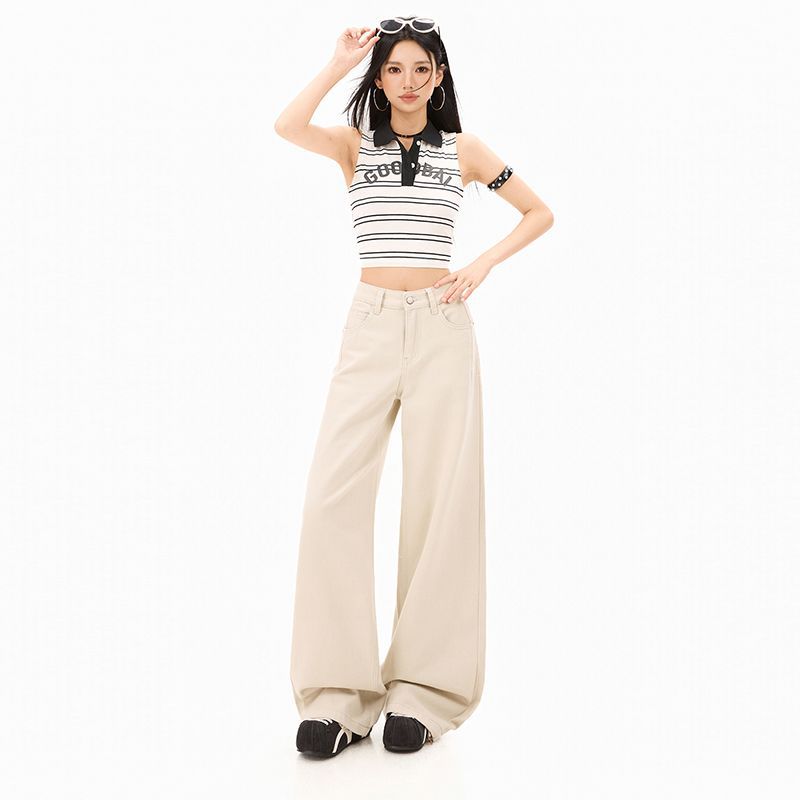 Spring Summer Trendy Wide Leg Denim Pants For Women Casual Pants Oversize Denim Trousers