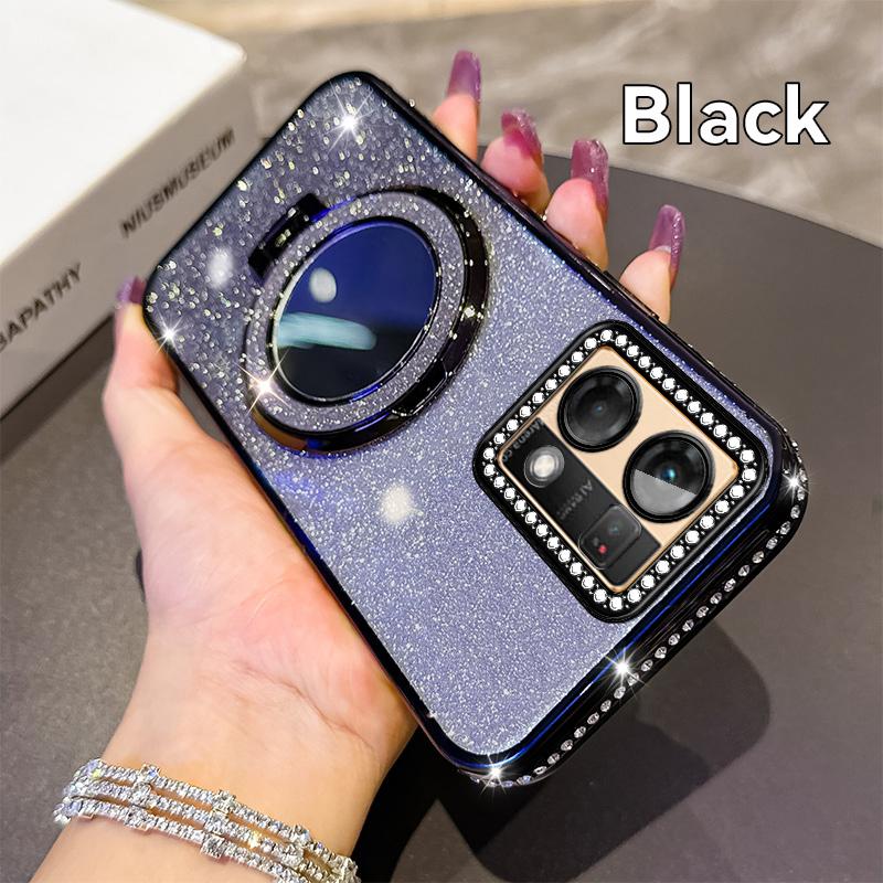 For OPPO Reno 12 12F 13F Luxury Magnetic Plating Stand Shockproof Glitter Phone Case For OPPO Reno 12 Bling Cover Reno 13F Cases