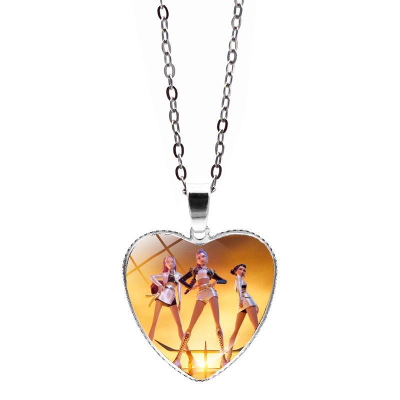Love Necklace Accessories Anime Cartoon Peach Heart Pendant Sweater Chain