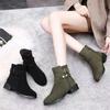 Fashion Scrub Chunky Heel Booties Women's Mid-heel Soft Sole Autumn and Winter Foreign Style Korean Small Ankle Boots