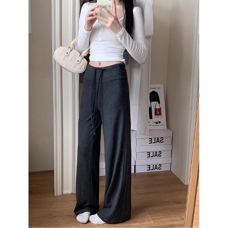 Modal Dark Gray Maternity Wide-Leg Drawstring Pants - Summer Casual Plus Size