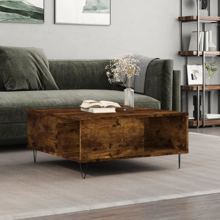 VidaXL Table basse chêne fumé 80x80x36,5 cm bois d'ingénierie 830785