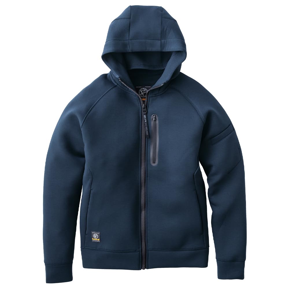 Even River 2025 Fall/Winter Stretch Knit Hoodie with Neck Warmer, Long Sleeve, Warm, Durable, Lightweight, Casual Workwear TR208 (04.Navy, Size 3L)