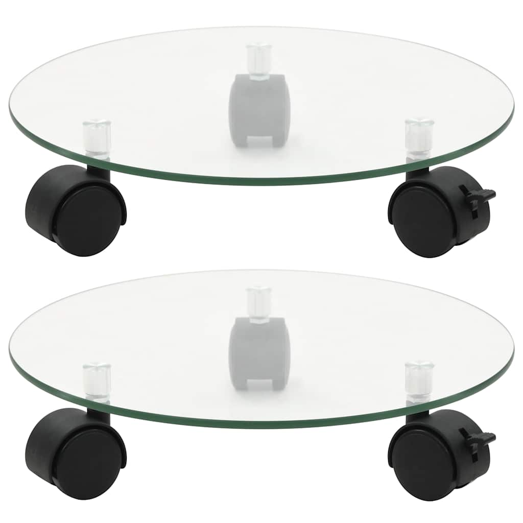 Pflanzenständer mit Rädern 2 Stück Gehärtetes Glas 28 cm Rund