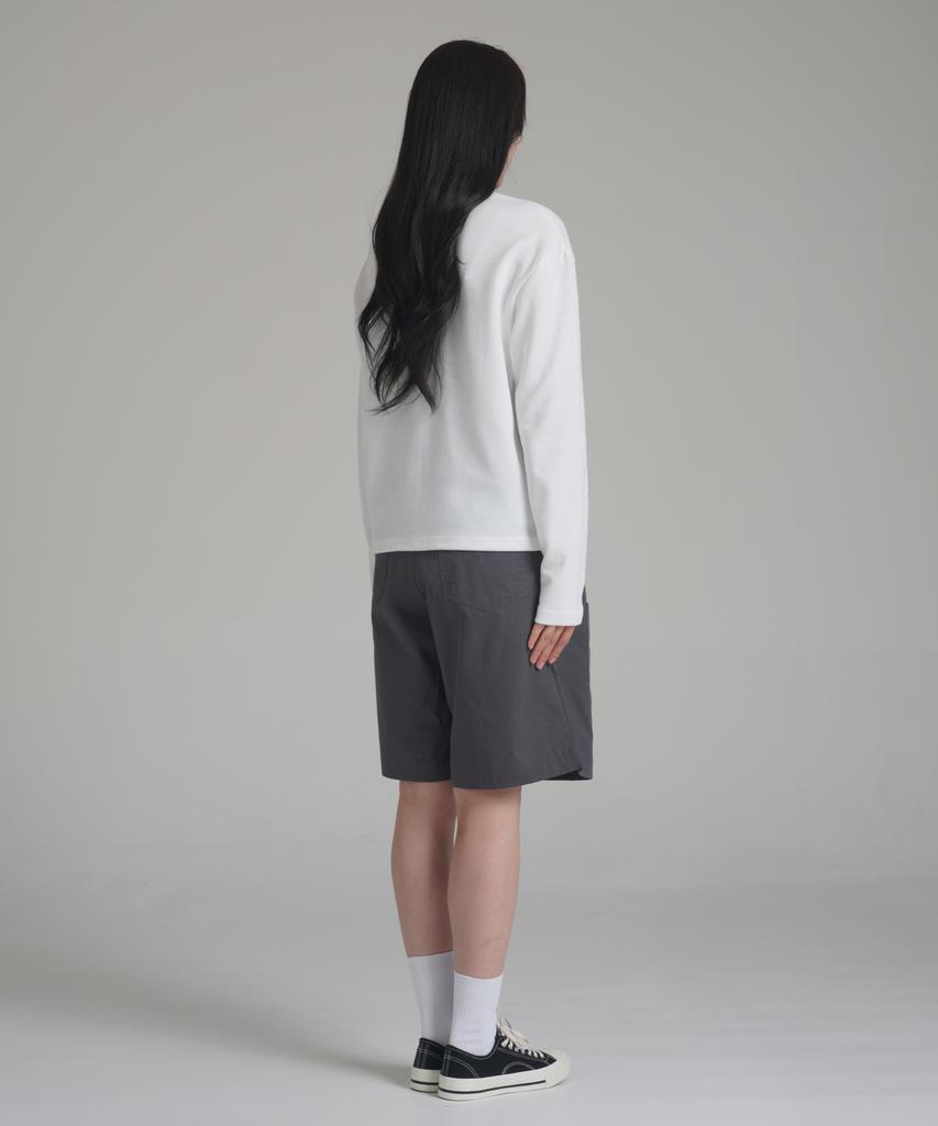 Noming Chino One-Pleat Pocket Wide Bermuda Shorts - Charcoal